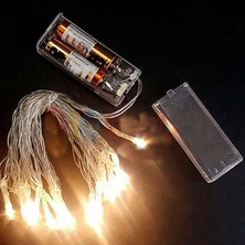 Pandoli Şeffaf Kablolu 2 Metre 20 Ampullü Günışığı Renk Pilli LED Işık