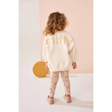 Ladin Store Yeni Sezon Kız Çocuk Miffy Detaylı Bej Pamuklu Sweatshirt ve Fitilli Taytlı Alt-Üst Ikili Takım