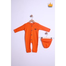 Baby Hola Kız Erkek Bebek Tulum Bere Takım %100 Pamuk Önden Düğmeli İnterlok 23630