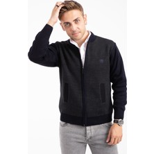 Erkek Orta Yaş ve Üzeri Triko Örgü Akrilik Fermuarlı Kışlık Baba Hırka 2062-Lacivert