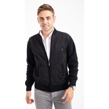 Erkek Orta Yaş ve Üzeri Triko Örgü Akrilik Fermuarlı Kışlık Baba Hırka 2068-Lacivert