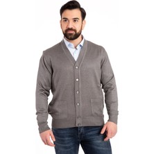 Erkek Orta Yaş ve Üzeri İnce Yün Akrilik Triko Örgü Düğmeli Baba Hırka 5100