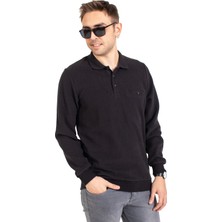 Mutlu City Erkek Klasik Regular Kalıp Pamuklu Selanik Polo Yaka Sweatshirt 1108-SIYAH