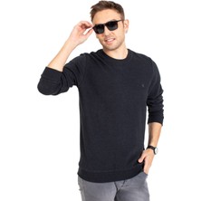 Mutlu City Erkek Klasik Regular Kalıp Pamuklu Selanik Yuvarlak Yaka Sweatshirt 1111-FÜME