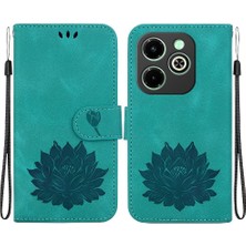 SZY Mall Infinix Akıllı 8 Kickstand Manyetik Cüzdan Kabartma Lotus Için Flip Case (Yurt Dışından)