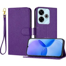 SZY Mall Telefon Kılıfı Için Xiaomi Poco M6 4g Litchi Desen Flip Folio Kart Yuvaları Pu (Yurt Dışından)