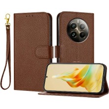 SZY Mall Realme Için Telefon Kılıfı 12 Pro Artı Flip Folio Litchi Desen Cüzdan Kart Pu (Yurt Dışından)