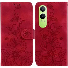 SZY Mall Oneplus Nord Ce4 Lite Manyetik Kickstand Kabartmalı Zambak Kart Için Flip Case (Yurt Dışından)