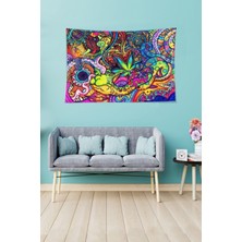 Mediterian Renkli Geometrik Şekiller Kadife Dokulu Duvar Kaplaması 140x230