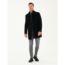 Pierre Cardin Erkek Siyah Yün Karışımlı Slim Fit Palto 50297488-VR046