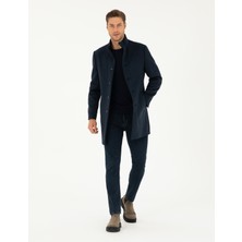 Pierre Cardin Erkek Lacivert Yün Karışımlı Slim Fit Palto 50297488-VR033