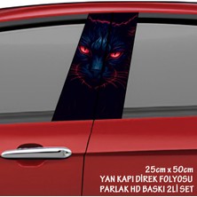 Fresh Kızgın Devil Şeytan Kedi Renkli Baskılı Folyo Kaplama - 2li Kapı Direkleri Için Sticker Modifiye