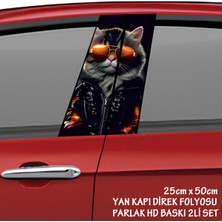 Fresh Sokak Kedisi Renkli Baskılı Folyo Kaplama - 2li Kapı Direkleri Için Sticker Modifiye
