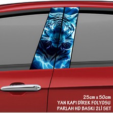 Fresh Mavi Leopar Renkli Baskılı Folyo Kaplama - 2li Kapı Direkleri Için Sticker Modifiye