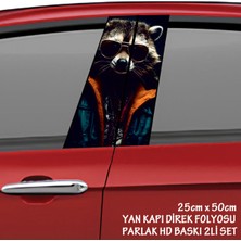 Fresh Artsit Yakışıklı Gözlüklü Rakun Renkli Baskılı Folyo Kaplama - 2li Kapı Direkleri Için Sticker Modifiye