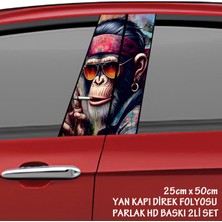 Fresh Artsit Manken Kolyelı Maymun Renkli Baskılı Folyo Kaplama - 2li Kapı Direkleri Için Sticker Modifiye