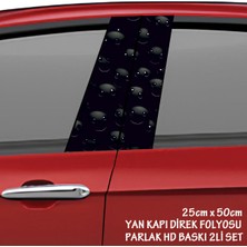 Fresh Siyah Gülen Yüzler Renkli Baskılı Folyo Kaplama - 2li Kapı Direkleri Için Sticker Modifiye