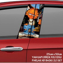 Fresh Yaramaz Sokak Kedisi Serseri Renkli Baskılı Folyo Kaplama - 2li Kapı Direkleri Için Sticker Modifiye