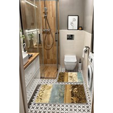 Artizon  Tekstil Artızon Dekoratif Modern Tasarım Kaydırmaz Taban Ikili Takım Banyo Paspası ART-BT017