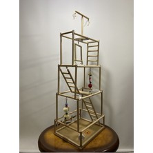 Paks Pet Kuş Oyun Parkı No:17 32 cm x 25 cm x 85 cm Doğal Kayın Ağacı ile Eğlenceli Oyun Alanı