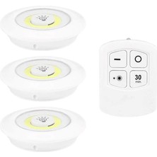 Carnivalland Dekoratif Premium Uzaktan Kumandalı Pilli 3lü Spot LED Lamba Mutfak Dolabı Altı Aydınlatma Işığı
