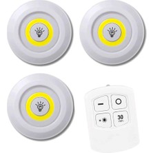 Carnivalland Uzaktan Kumandalı Yapışkanlı Kablosuz Pilli LED 3'lü Spot Lamba Koridor Mutfak Tezgah Dekoratif