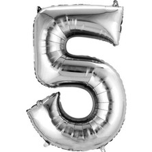 Ngüzel Party Folyo Balon 5 Rakamı Gümüş Rengi 40 Inc 100 cm