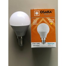 Osaka 10 Adet Osaka 7W=50W=540 Lümen E 14 Top Ampül 3000K Sarı 45 mm x 75 mm