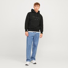 Jack & Jones Erkek Kapüsonlu Gögüs Logo Baskili Sweatshirt - Frederiksberg