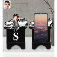 BK Kişiye Özel Plakalı Erkek Honda Cr-V Karikatürlü Ahşap Biblo Telefon Standı-1