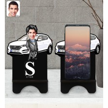 BK Kişiye Özel Plakalı Erkek Hyundai Tucson Karikatürlü Ahşap Biblo Telefon Standı-1