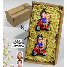 Bk Gift Hediye Kutulu Kişiye Özel Sevgililer Karikatürlü Ahşap 2'li Ahşap Anahtarlık-10