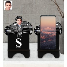 BK Kişiye Özel Plakalı Erkek Seat Ateca Karikatürlü Ahşap Biblo Telefon Standı-2