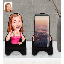 BK Kişiye Özel Abla Karikatürlü Ahşap Biblo Telefon Standı-1