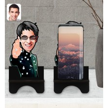 BK Kişiye Özel Matrix Neo Karikatürlü Ahşap Biblo Telefon Standı-1