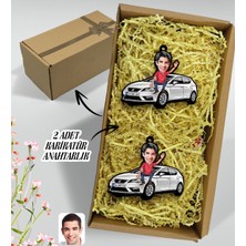 Bk Gift Hediye Kutulu Kişiye Özel Bay Seat Leon Figürlü Plakalı Ahşap Karikatür 2'li Ahşap Anahtarlık-2