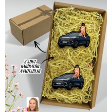 Bk Gift Hediye Kutulu Kişiye Özel Kadın Togg Figürlü Plakalı Ahşap Karikatür Anahtarlık, Togg Anahtarlık, Togg, Araç 2'li Ahşap Anahtarlık-2