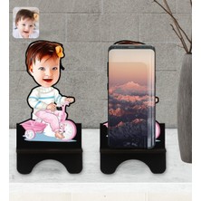 BK Kişiye Özel Bebek Karikatürlü Ahşap Biblo Telefon Standı-4