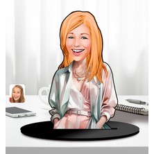 Bk Gift Kişiye Özel Kadın Karikatürlü Ahşap Biblo-17, Arkadaşa Hediye, Sevgiliye Hediye