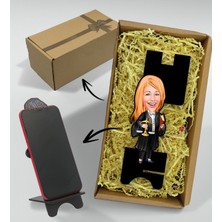Bk Gift Hediye Kutusunda Kişiye Özel Kadın Avukat Karikatürlü Ahşap Biblo Telefon Standı-1