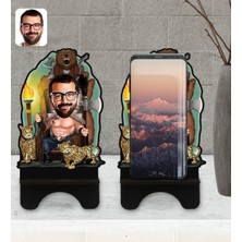 BK Kişiye Özel Viking Karikatürlü Ahşap Biblo Telefon Standı-1