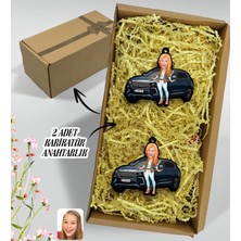 Bk Gift Hediye Kutulu Kişiye Özel Kadın Togg Figürlü Plakalı Ahşap Karikatür Anahtarlık, Togg Anahtarlık, Togg, Araç 2'li Ahşap Anahtarlık-1