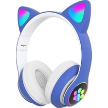 Kablosuz Kulaküstü Rgb Işıklı Kedi Patili Bluetooth 5.0 Çocuk Kulaklığı Kulaklık STN28