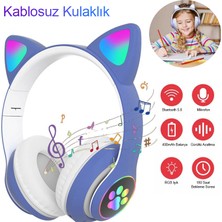 Kablosuz Kulaküstü Rgb Işıklı Kedi Patili Bluetooth 5.0 Çocuk Kulaklığı Kulaklık STN28