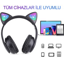 Kablosuz Kulaküstü Rgb Işıklı Kedi Patili Bluetooth 5.0 Çocuk Kulaklığı Kulaklık STN28