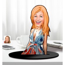 Bk Gift Kişiye Özel Kadın Karikatürlü Ahşap Biblo-19, Arkadaşa Hediye, Sevgiliye Hediye