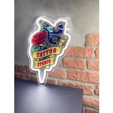 Neonite 'tattoo Studıo' Işıklı ve Uv'li Neon LED Dekoratif Duvar Yazısı Tabelası (40X33CM)