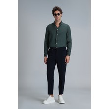 Lufian Pitaya Erkek Keten Gömlek Comfort Fit Siyah