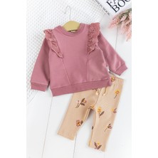 Babymod Fırfırlı Çiçek Desenli 2'Li Kız Bebek Takım Alt Üst Bebek Takım