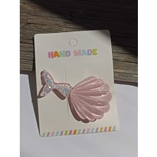 Pames Aksesuar İstiridye Mermaid Balık Kuyruğu Pembe Çocuk Yan Toka
